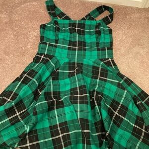 Hell Bunny Green Plaid Pinafore